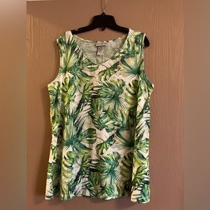 Catherines Womens Green Floral Foliage Sleeveless Tank. Pre-owned. Size OX